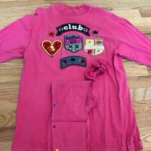Girls, long sleeve shirt and leggings and scrunchie set